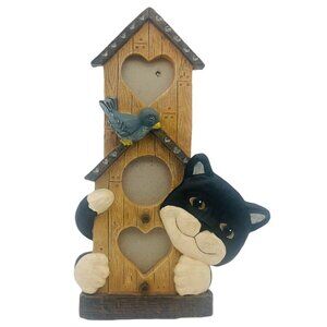 Vintage 90s FIGI No Bad Cats Triple Photo Frame Wall Hanging Bird House